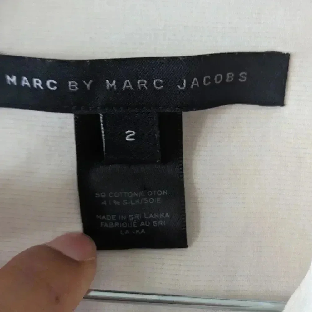 Marc by Marc Jacobs Parchment Shirt Pearl Button Cream Color Roll Tab Sleeve - Picture 7 of 14